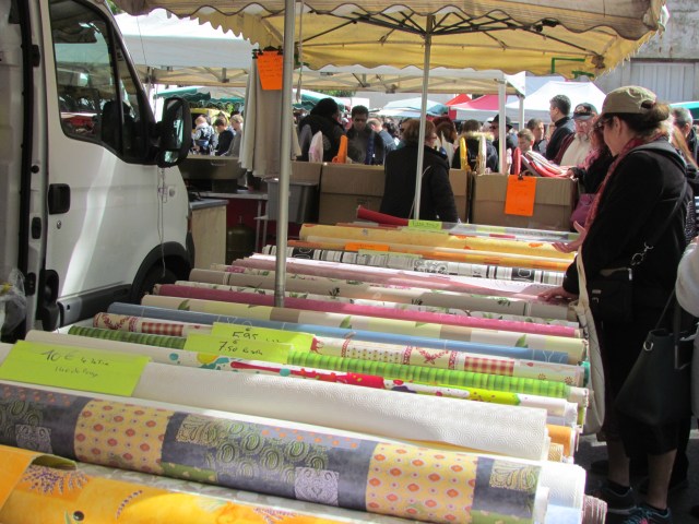 Another surprising vendor was this one with a beautiful and unusual selection of oil clothes.