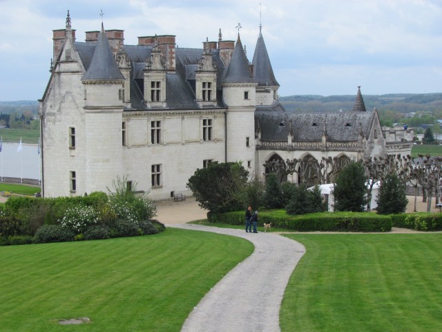 The chateau is immaculately groomed on the outside. The grounds are mostly green but there are exuberant flashes of color in the form of spring flowers placed strategically around the grounds.