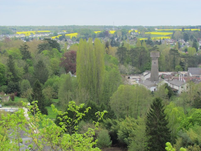 The chateau, which sits high on a bluff, is completely surrounded by a wall. The view from the wall is amazing, including glimpses of the yellow patches that seem to be everywhere.
