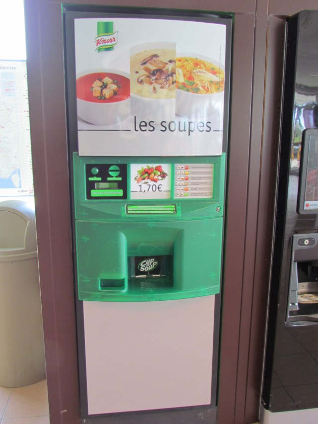 At the end of the row of coffee machines was a soup machine. We need one of these at work!